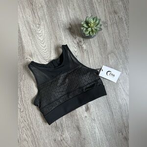 NWT ZYIA Flower Power All Star Bra Black Medium